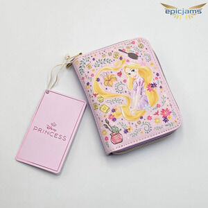 Loungefly Disney Tangled Rapunzel Art Doodles Mini Zipper Wallet New